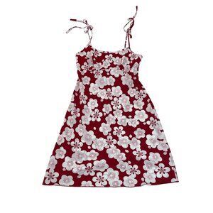 Sense Girls Red & White Sleeveless Dress With Adjustable Tie Straps A-Line Sz L